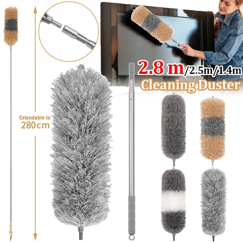 Extendable Microfiber Feather Duster, Flexible Bending Cleaning Head, For Ceiling Fan, Blinds
